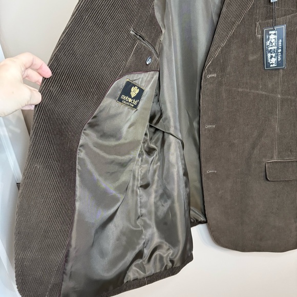 NWT Metro Club Collection Dark Brown Corduroy Blazer Academia Professor Mens 46L - Picture 3 of 13